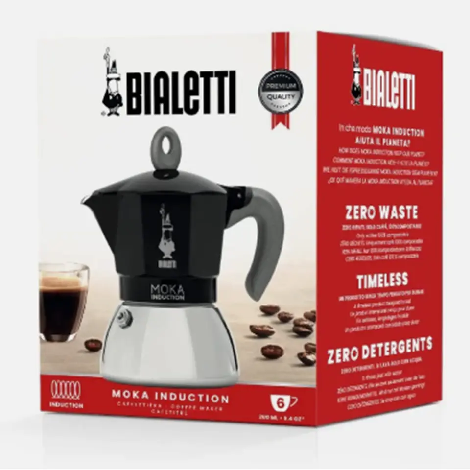 Cafetera Inducción Italiana BIALETTI Moka 6 Tazas Negra 2