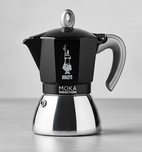 Cafetera Inducción Italiana BIALETTI Moka 6 Tazas Negra