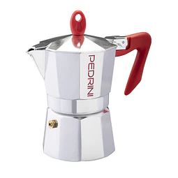Cafetera Italiana PEDRINI Moka 3 tazas espresso mango rojo