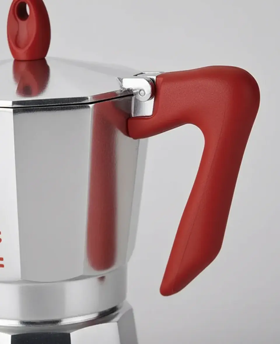 Cafetera Italiana PEDRINI Moka 3 tazas espresso mango rojo 3