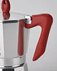 Cafetera Italiana PEDRINI Moka 6 tazas espresso mango rojo - Miniatura 3