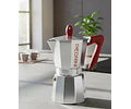 Cafetera Italiana PEDRINI Moka 6 tazas espresso mango rojo