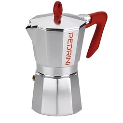 Cafetera Italiana PEDRINI Moka 6 tazas espresso mango rojo