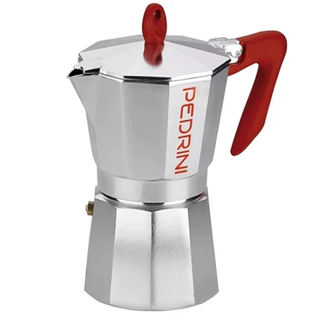 Cafetera Italiana PEDRINI Moka 6 tazas espresso mango rojo