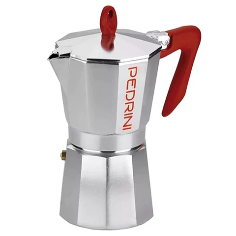 Cafetera Italiana PEDRINI Moka 9 tazas mango rojo