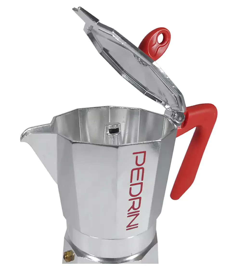 Cafetera Italiana PEDRINI Moka 9 tazas mango rojo 4