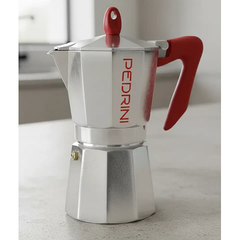 Cafetera Italiana PEDRINI Moka 9 tazas mango rojo