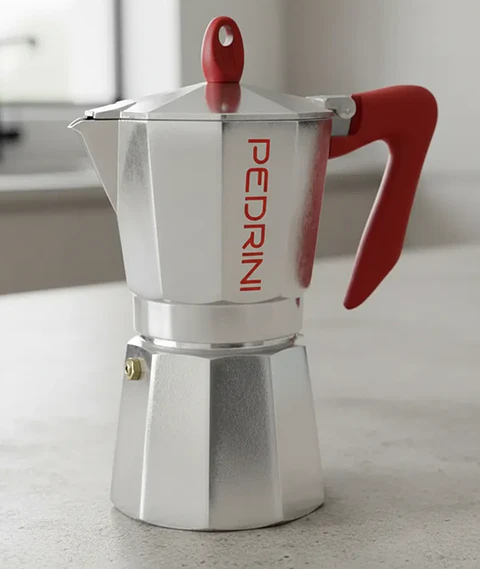 Cafetera Italiana PEDRINI Moka 9 tazas mango rojo