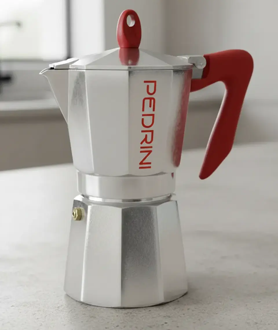 Cafetera Italiana PEDRINI Moka 9 tazas mango rojo 1