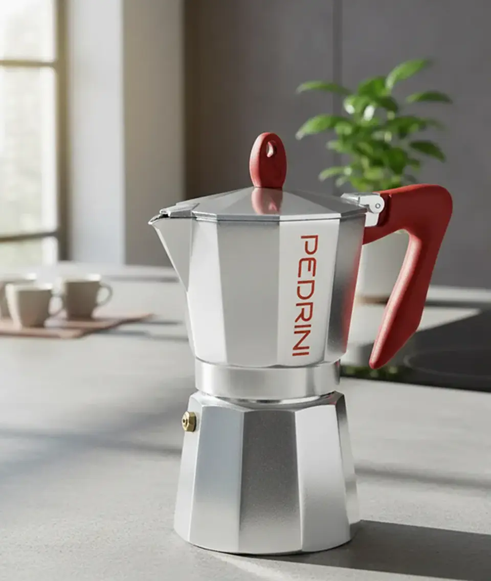Cafetera Italiana PEDRINI Moka 3 tazas espresso y Café Molido Italiano Pellini Espresso 250gr 5