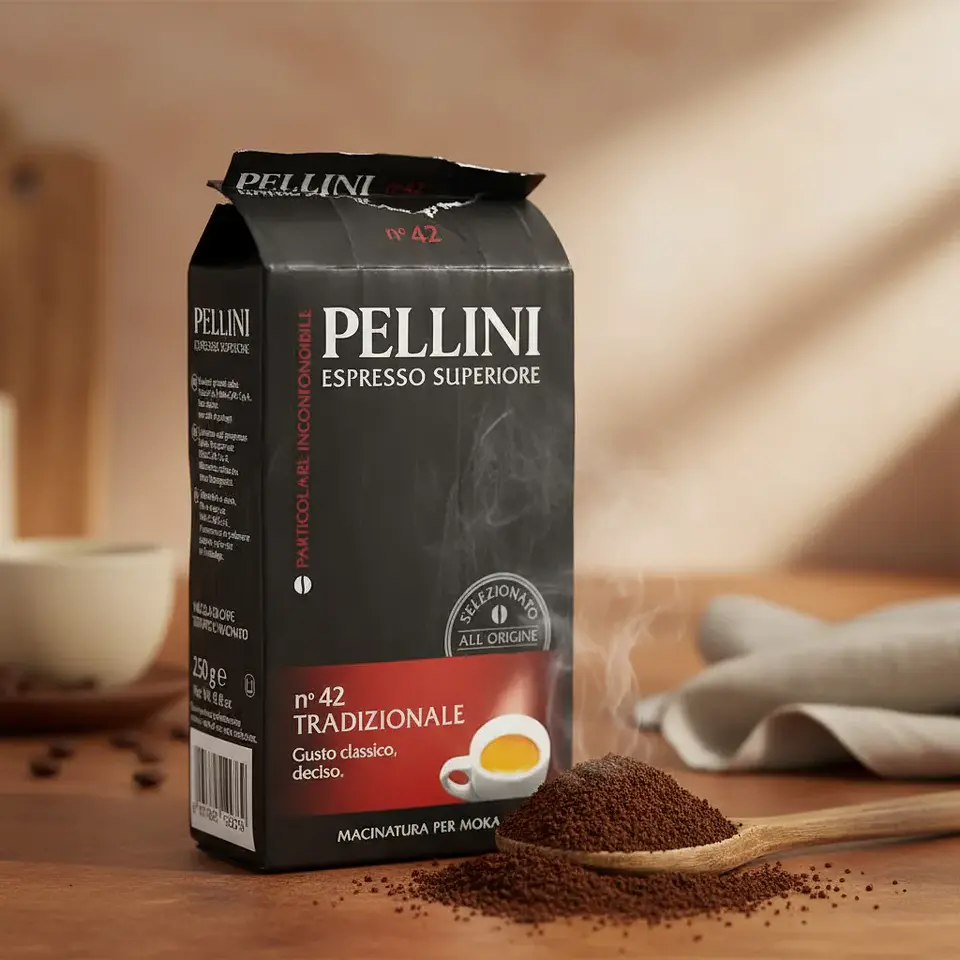 Cafetera Italiana PEDRINI Moka 6 tazas espresso y Café Molido Italiano Pellini Espresso 250gr 3