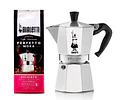 Cafetera Moka Italiana Bialetti 4 Tazas y Café Bialetti Molido Perfetto Moka 250gr