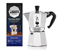 Cafetera Moka Italiana Bialetti 4 Tazas y Café Bialetti Molido Perfetto Moka 250gr