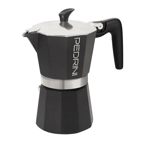 Cafetera Italiana PEDRINI Moka 6 tazas espresso Negra