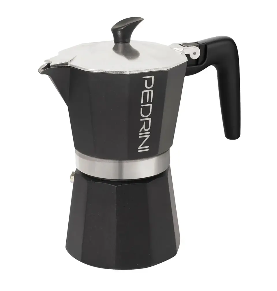 Cafetera Italiana PEDRINI Moka 6 tazas espresso Negra 5