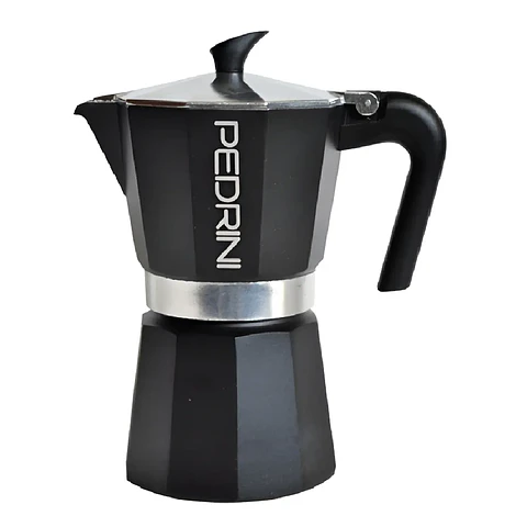 Cafetera Italiana PEDRINI Moka 6 tazas espresso Negra