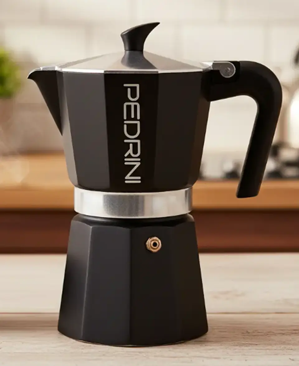 Cafetera Italiana PEDRINI Moka 6 tazas espresso Negra 3