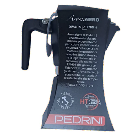 Cafetera Italiana PEDRINI Moka 6 tazas espresso Negra