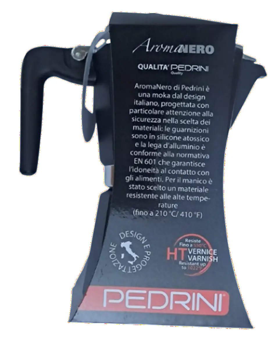 Cafetera Italiana PEDRINI Moka 6 tazas espresso Negra 4