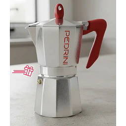 Cafetera Italiana PEDRINI Moka 9 tazas mango rojo
