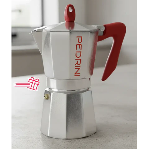Cafetera Italiana PEDRINI Moka 9 tazas mango rojo