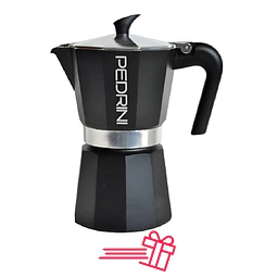 Cafetera Italiana PEDRINI Moka 6 tazas espresso Negra