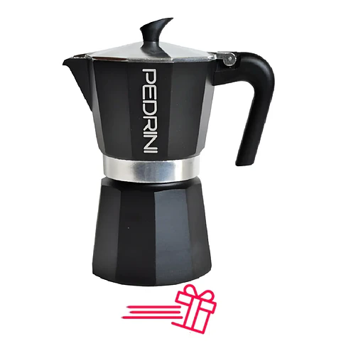 Cafetera Italiana PEDRINI Moka 6 tazas espresso Negra