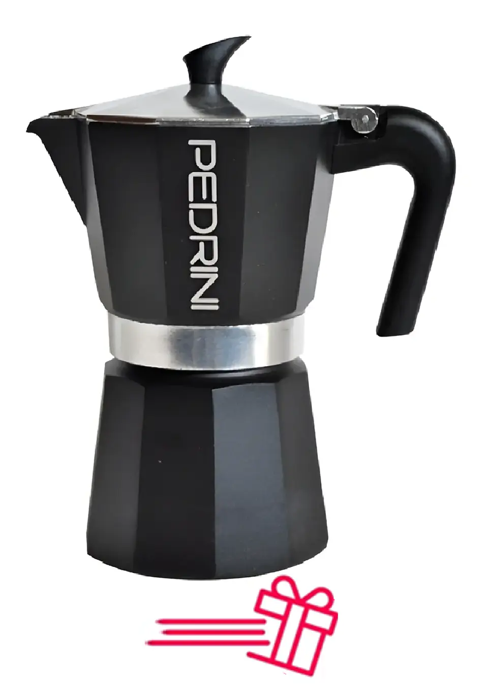 Cafetera Italiana PEDRINI Moka 6 tazas espresso Negra 1