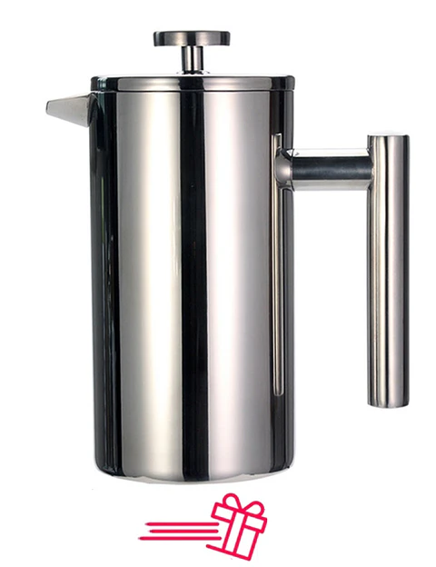 Cafetera Prensa Francesa 1 lt Acero Inoxidable de Doble Pared
