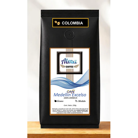 Café Colombia Gourmet Medellín Excelso 100% Arábica 250 gr Grano o Molido  