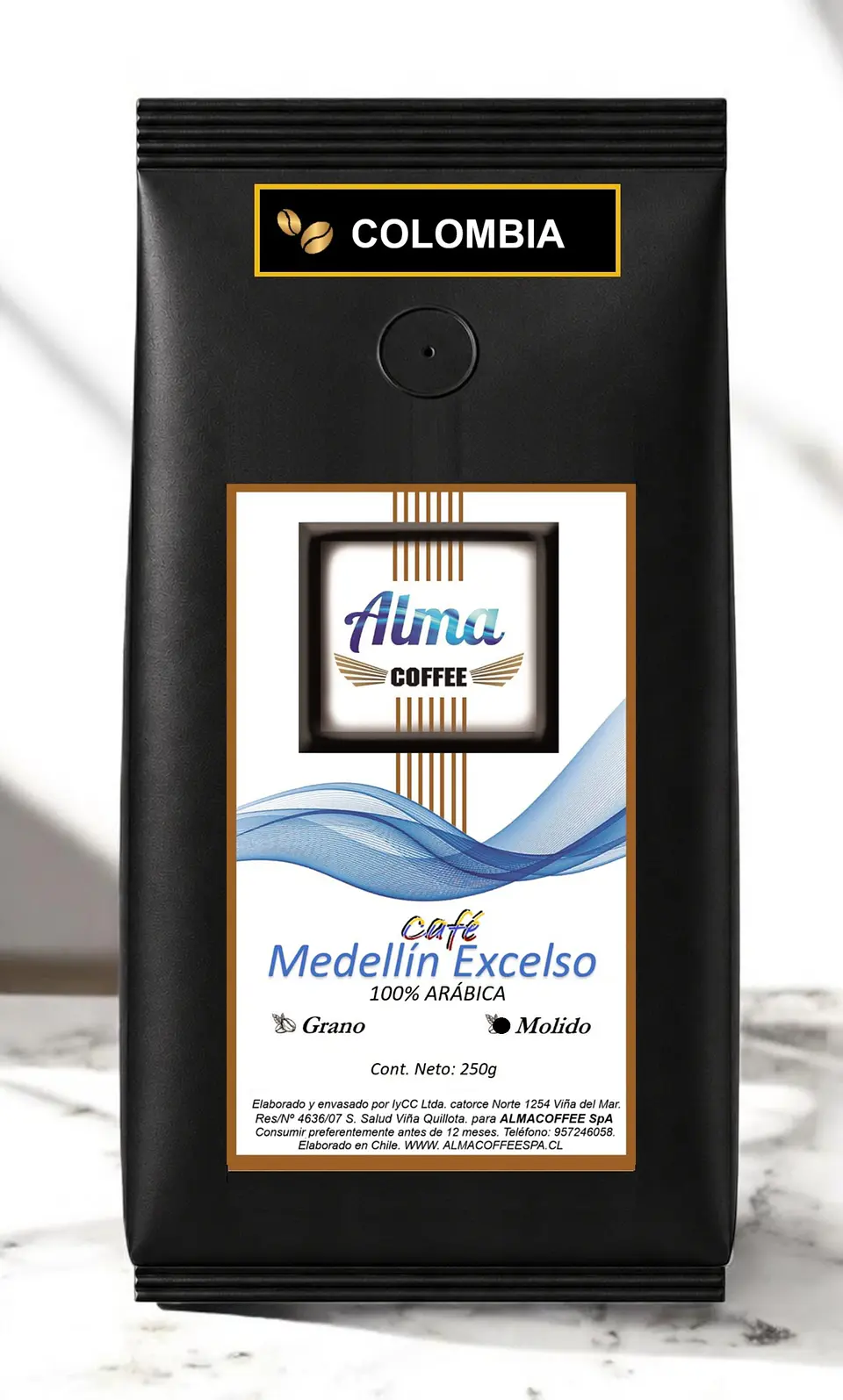 Café Colombia Gourmet Medellín Excelso 100% Arábica 250 gr Grano o Molido   1