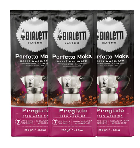 Café Bialetti Molido Perfetto Moka Delicado 3 unidades x 250 gr Arábica 100%
