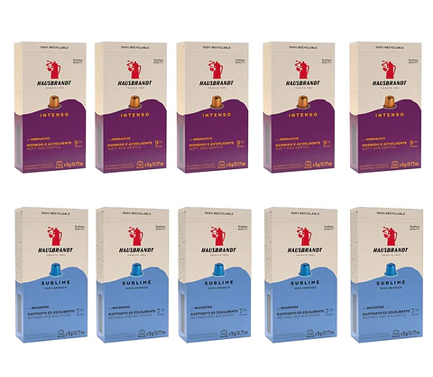 Cápsulas café Hausbrandt Intenso y Gourmet compatibles Nespresso ® (10 cajas)