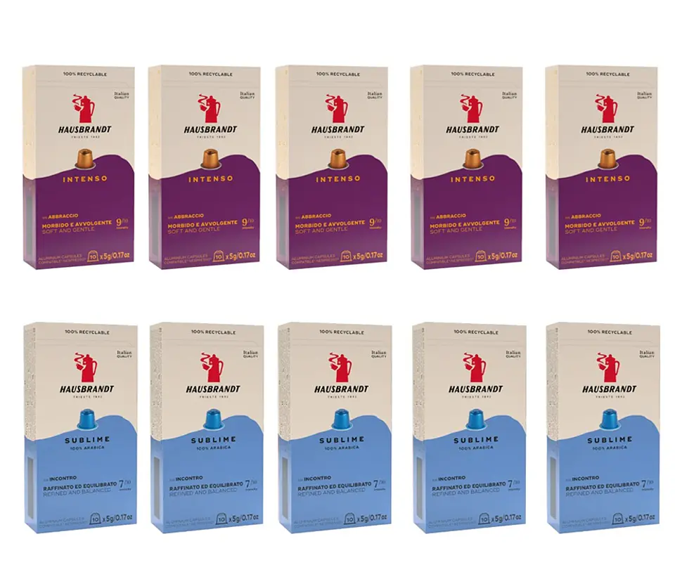 Cápsulas café Hausbrandt Intenso y Gourmet compatibles Nespresso ® (10 cajas) 1