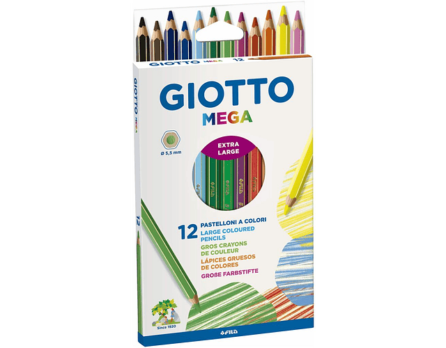GIOTTO MEGA COLOUR PENCILS BOX OF 12