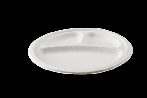 PLATO BIODEGRADABLE 9´´3DIV 23CM (VENTA POR CAJA X 10 PAQ)