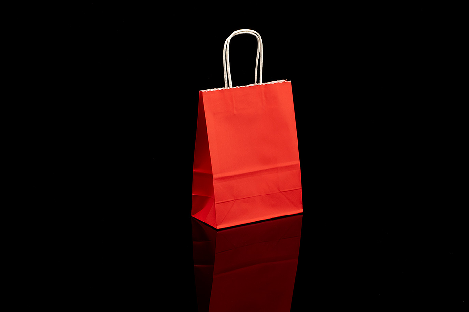 BOLSA DE KRAFT ROJO 16X21X8 X12UN 1