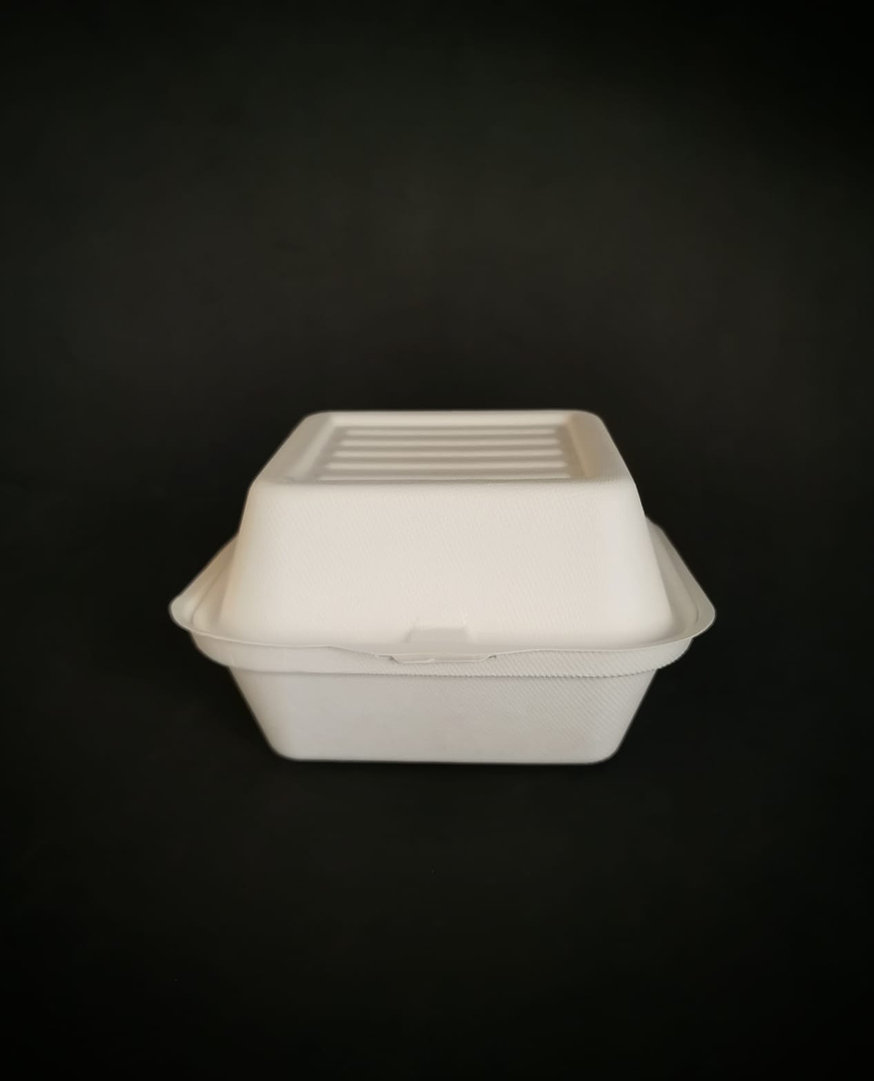 ENVASE BIODEGRADABLE HAMBURGUESA GRANDE 50UN/PAQ 1