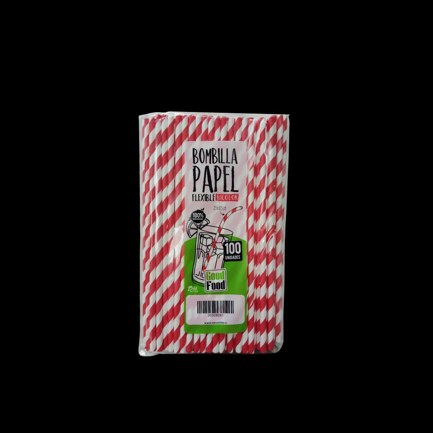 BOMBILLA PAPEL FLEX.BICOLOR 23X0,5CM 100UN/PAQ  2