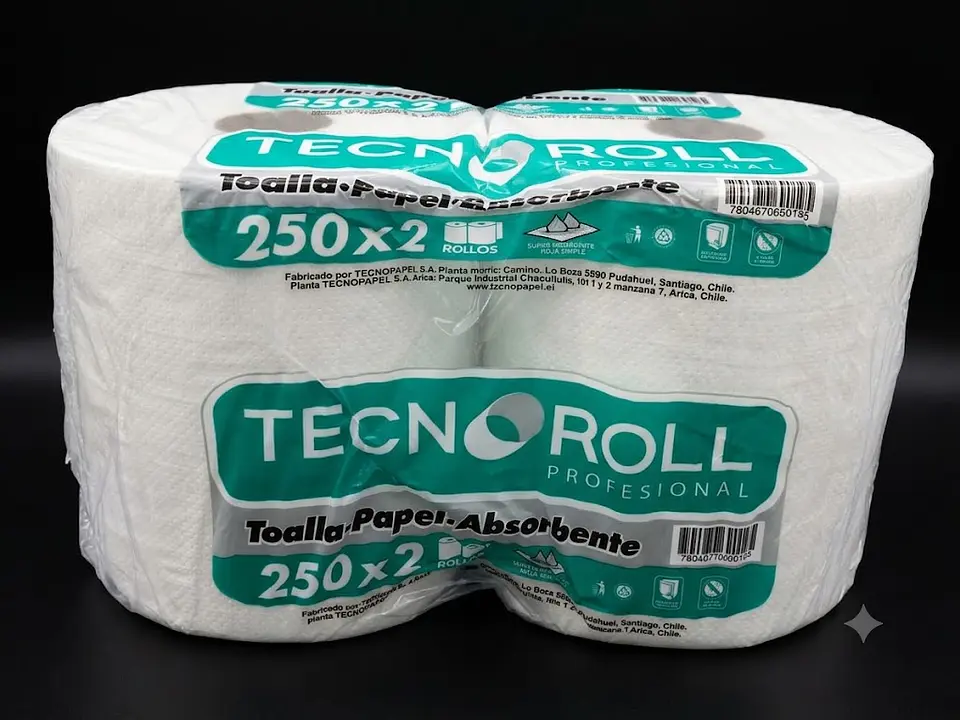 TOALLA TECNOROLL HOJA SIMPLE 2ROLLOSXPACK 250MTS 1