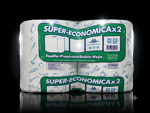 TOALLA TECNOROLL ECONOMICA DOBLE HOJA 2ROLLOSXPACK 80MTS
