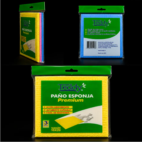 PAÑO ESPONJA 18X20(CELESTE/ROSADO/AMARILLO)3UN/PAQ 120PAQ/CAJA