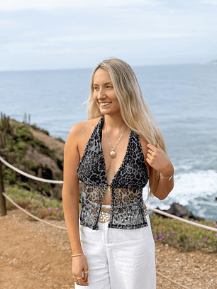 TOP MERMAID ANIMAL PRINT GRIS