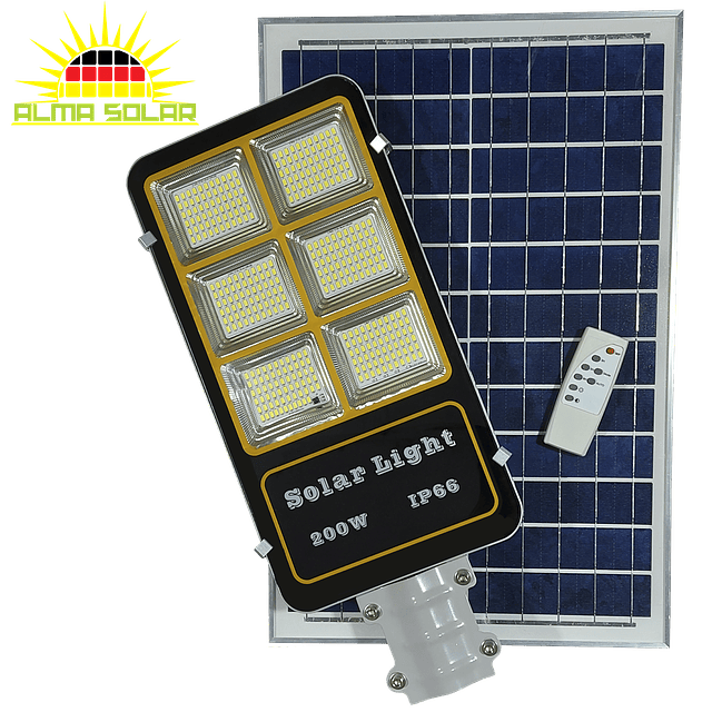 Foco Led IP166 396 Led + Panel Solar + Control Remoto 200W