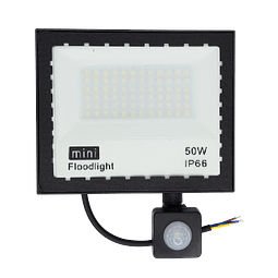 Reflector LED 50W Luz Fria Negro con Sensor de Movimiento