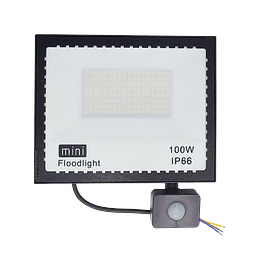 Reflector LED 100W Luz Fria Negro con Sensor de Movimiento