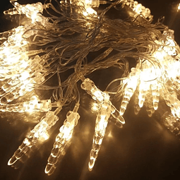 Guirnalda Solar LED Color de Luz Cálido con Luces Forma de Estalactita - 6.5 Metros de Largo / TGO
