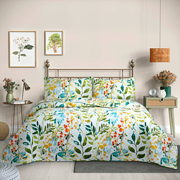 Cubrecama Quilt Reversible Estampado Selvático - Flowers Collection Martiné