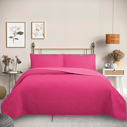 Cubrecama Quilt Reversible Color Fucsia Trama Collection