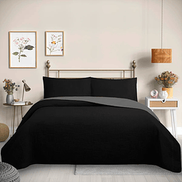 Cubrecama Quilt Reversible Color Negro Trama Collection